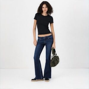 Hollister Low Rise Bootcut Jeans W24 Short Y2K Dark Wash Flare